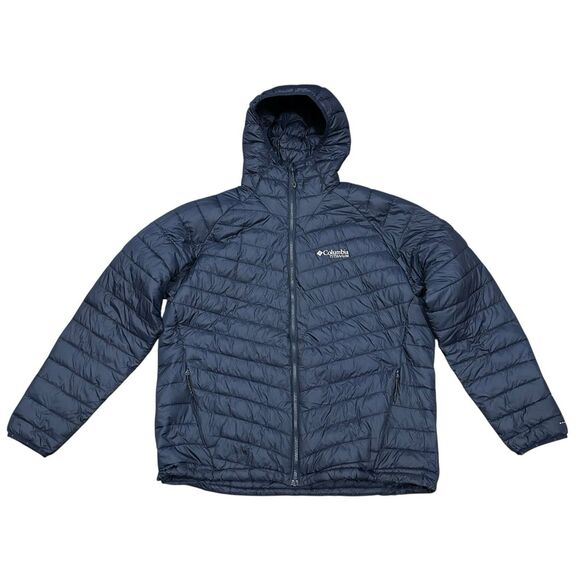 Columbia Titanium Mens Snow Country Hooded Jacket 1823141 Navy Blue Omni-heat 3D - Picture 2 of 8